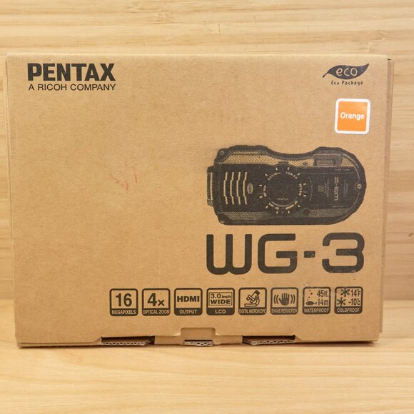 Pentax Optio WG-3 / 16MP Waterproof Digital Camera / Orange / Tested - Picture 11 of 11
